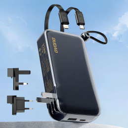 „Dudao K25 2in1“ 10000mAh išorinės baterijos įkroviklis su 3 jungtimis – pilkas