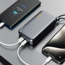 „Dudao K25 2in1“ 10000mAh išorinės baterijos įkroviklis su 3 jungtimis – pilkas