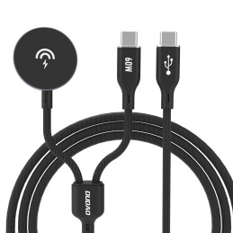 „Dudao A12MaxC PD60W“ 2 viename įkroviklis, skirtas „Apple Watch“ / USB-C - juodas