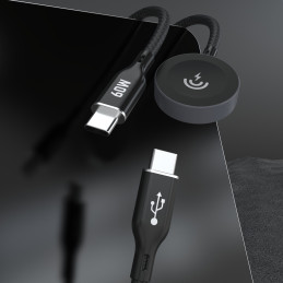 „Dudao A12MaxC PD60W“ 2 viename įkroviklis, skirtas „Apple Watch“ / USB-C - juodas