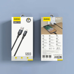 Dudao 3A 30W L3SL USB-A - Lightning kabelis, pintas 1,2 m - juodas