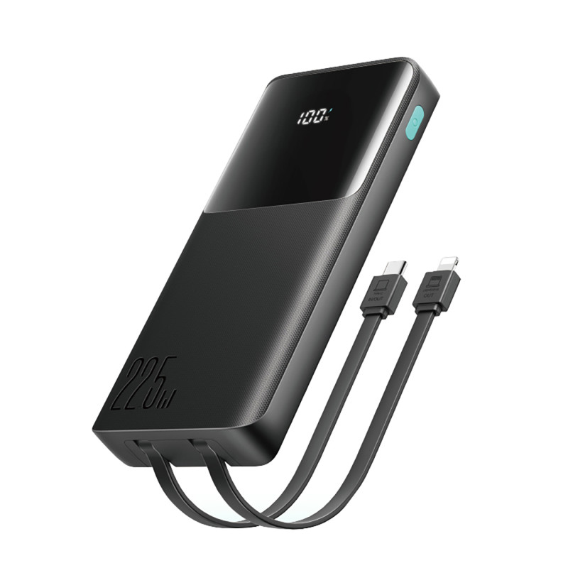 „Joyroom JR-PBF19“ 22,5 W 10000 mAh išorinė baterija su dviem integruotais laidais – juoda