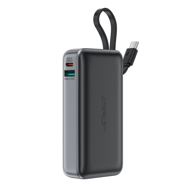 „Acefast M7-10000 PD30W“ išorinė baterija su integruotu laidu – juoda