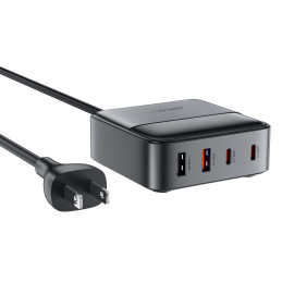 „Acefast Z6 PD65W GaN“ įkrovimo stotelė (2 x USB-C + 2 x USB-A) su JAV antgaliu - juoda