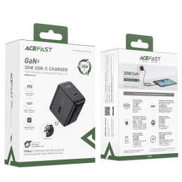„Acefast A23“ 30 W „GaN USB-C“ JAV sieninis įkroviklis – juodas