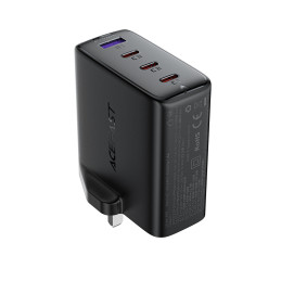„Acefast A97 PD100W GaN“ sieninis įkroviklis (3 x USB-C + USB-A) su JK kištuku – juodas