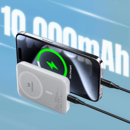 „Wozinsky WRW349YWS“ 10 000 mAh magnetinė išorinė baterija – balta