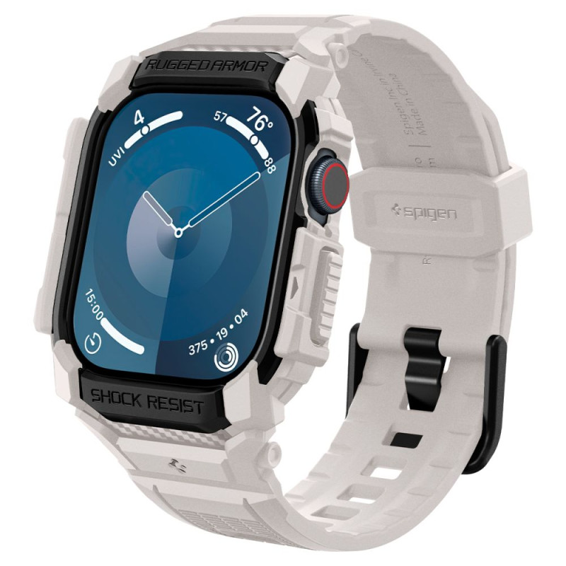 „Spigen Rugged Armor“ „Pro“ dirželis, skirtas „Apple Watch 10“ (46 mm) – smėlio spalvos