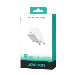 „Joyroom JR-TCG15 Mini 30W GaN USB-C“ sieninis įkroviklis – baltas