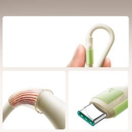 „Joyroom S-A53“ 3A USB-A - USB-C laidas su fluorescenciniu antgaliu, 1,2 m – smėlio spalvos