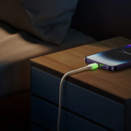 „Joyroom S-A53“ 30 W USB-C – „Lightning“ laidas su fluorescenciniu antgaliu, 1,2 m – smėlio spalvos