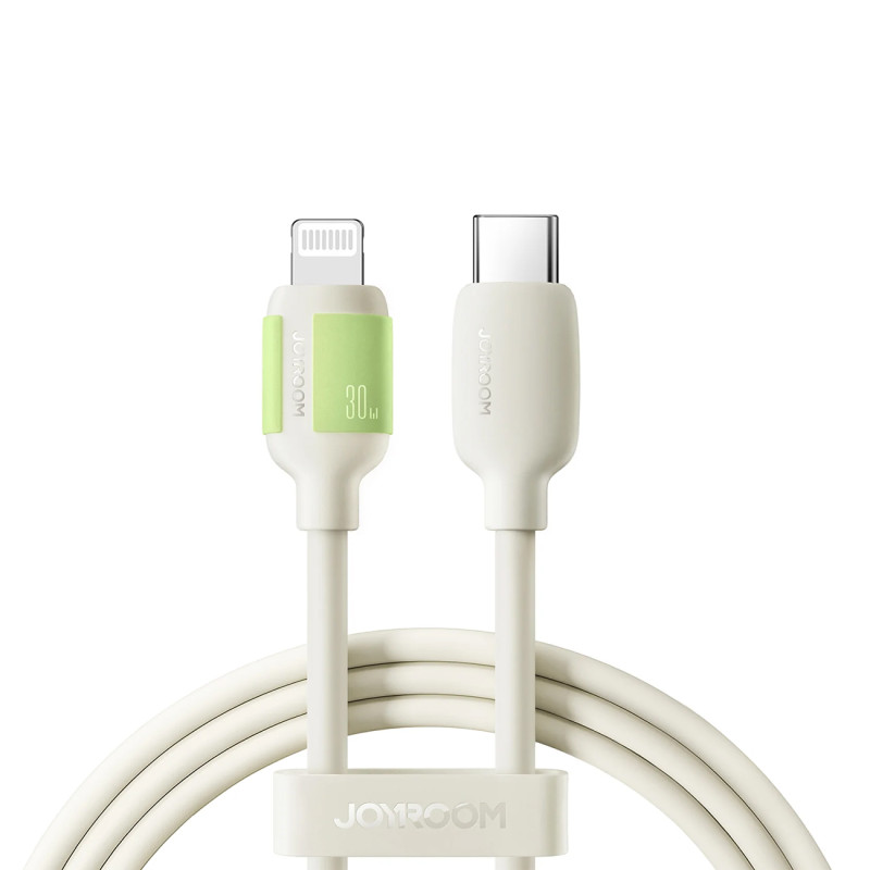 „Joyroom S-A53“ 30 W USB-C – „Lightning“ laidas su fluorescenciniu antgaliu, 2 m – smėlio spalvos