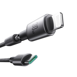 „Joyroom S-A50 Unlimited Series“ 60 W USB-C – „Lightning“ laidas su magnetiniu tvarkytuvu, 1,2 m – pilkas