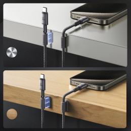 „Joyroom S-A50 Unlimited“ serijos 60 W USB-C – USB-C laidas su magnetiniu tvarkytuvu 1,2 m – pilkas
