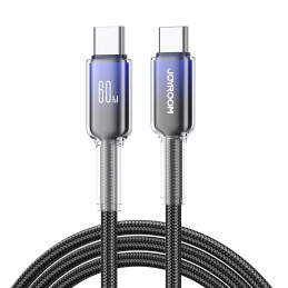 „Joyroom S-A42 Crystal-Clear“ serijos 60 W USB-C – USB-C laidas 1,2 m – juodas