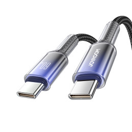 „Joyroom S-A42 Crystal-Clear“ serijos 60 W USB-C – USB-C laidas 1,2 m – juodas
