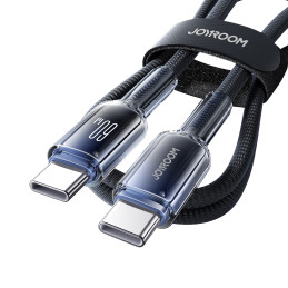 „Joyroom S-A42 Crystal-Clear“ serijos 60 W USB-C – USB-C laidas 1,2 m – juodas