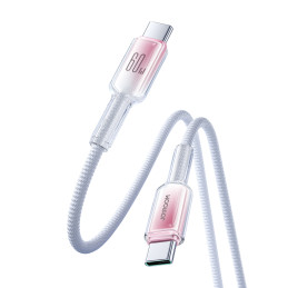 „Joyroom S-A42 Crystal-Clear“ serijos 60 W USB-C – USB-C laidas 1,2 m – baltas