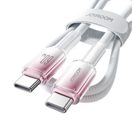 „Joyroom S-A42 Crystal-Clear“ serijos 60 W USB-C – USB-C laidas 1,2 m – baltas