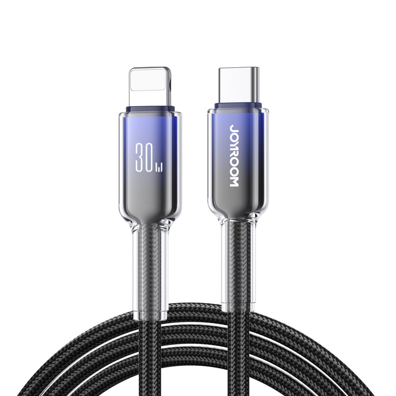 „Joyroom S-A42 Crystal-Clear“ serijos 30 W USB-C – „Lightning“ laidas 1,2 m – juodas