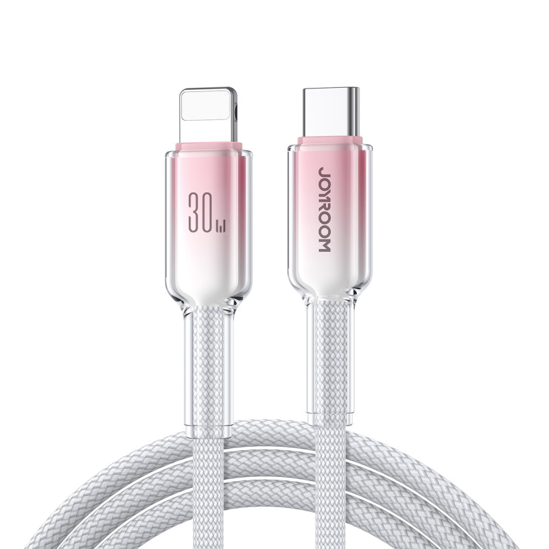 „Joyroom S-A42 Crystal-Clear“ serijos 30 W USB-C – „Lightning“ laidas 1,2 m – baltas