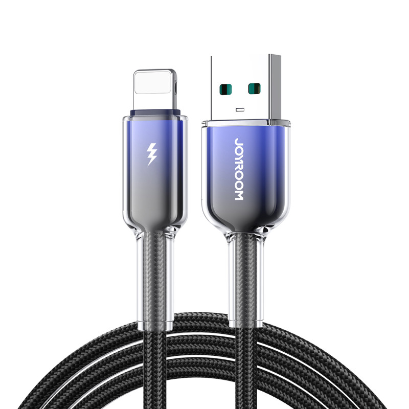 „Joyroom S-A42 Crystal-Clear“ serijos 3A USB-A – „Lightning“ laidas 1,2 m – juodas