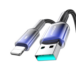 „Joyroom S-A42 Crystal-Clear“ serijos 3A USB-A – „Lightning“ laidas 1,2 m – juodas