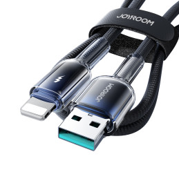 „Joyroom S-A42 Crystal-Clear“ serijos 3A USB-A – „Lightning“ laidas 1,2 m – juodas