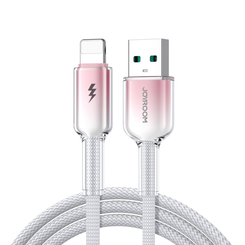 „Joyroom S-A42 Crystal-Clear“ serijos 3A USB-A – „Lightning“ laidas 1,2 m – baltas