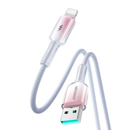 „Joyroom S-A42 Crystal-Clear“ serijos 3A USB-A – „Lightning“ laidas 1,2 m – baltas