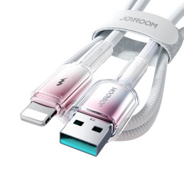 „Joyroom S-A42 Crystal-Clear“ serijos 3A USB-A – „Lightning“ laidas 1,2 m – baltas