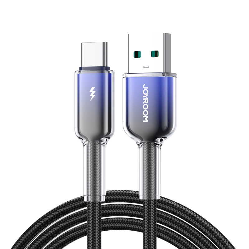 „Joyroom S-A42 Crystal-Clear“ serijos 3A USB-A - USB-C laidas 1,2 m - juodas