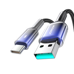 „Joyroom S-A42 Crystal-Clear“ serijos 3A USB-A - USB-C laidas 1,2 m - juodas