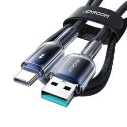 „Joyroom S-A42 Crystal-Clear“ serijos 3A USB-A - USB-C laidas 1,2 m - juodas