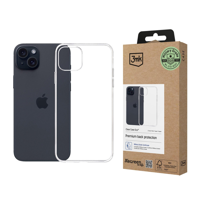 3mk skaidrus „Eco“ dėklas, skirtas „Apple iPhone 15“ - permatomas