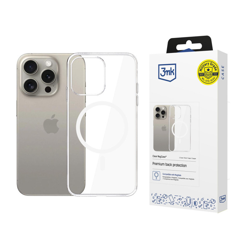 3mk skaidrus „MagCase“ dėklas, skirtas „Apple iPhone 15 Pro Max“ – permatomas