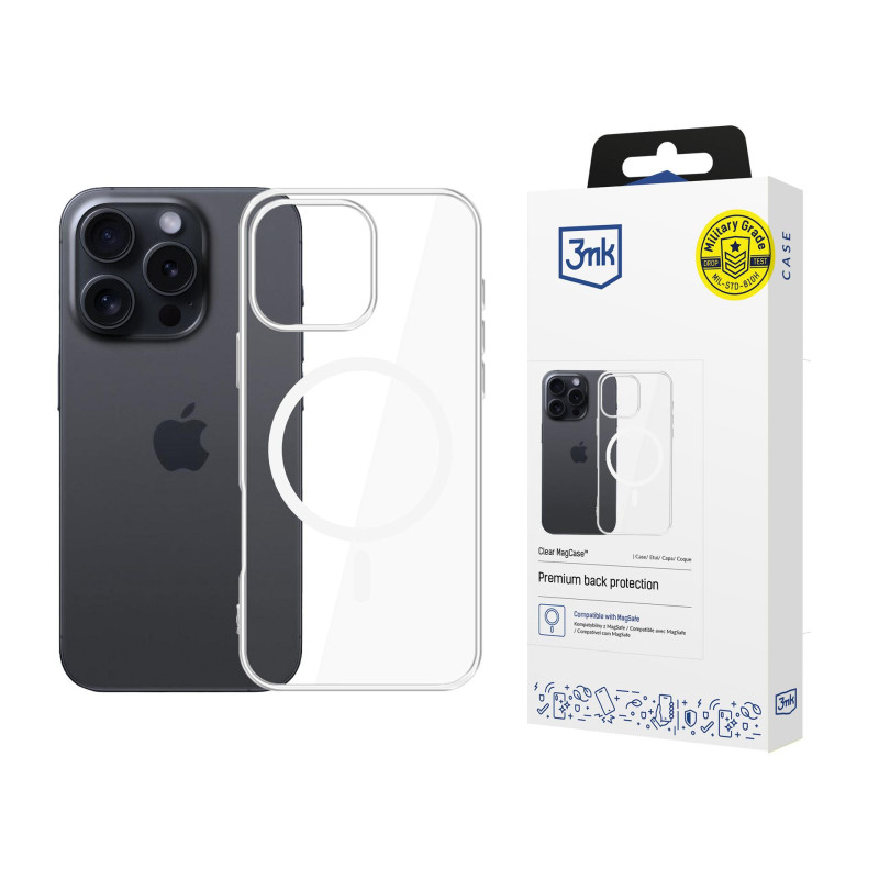 3mk skaidrus „MagCase“ dėklas, skirtas „Apple iPhone 16 Pro“ – permatomas
