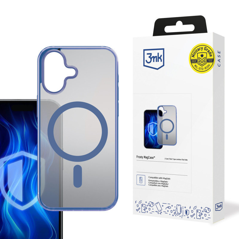 3mk „Frosty MagCase“ mėlynas dėklas, skirtas „Apple iPhone 16“ - mėlynas