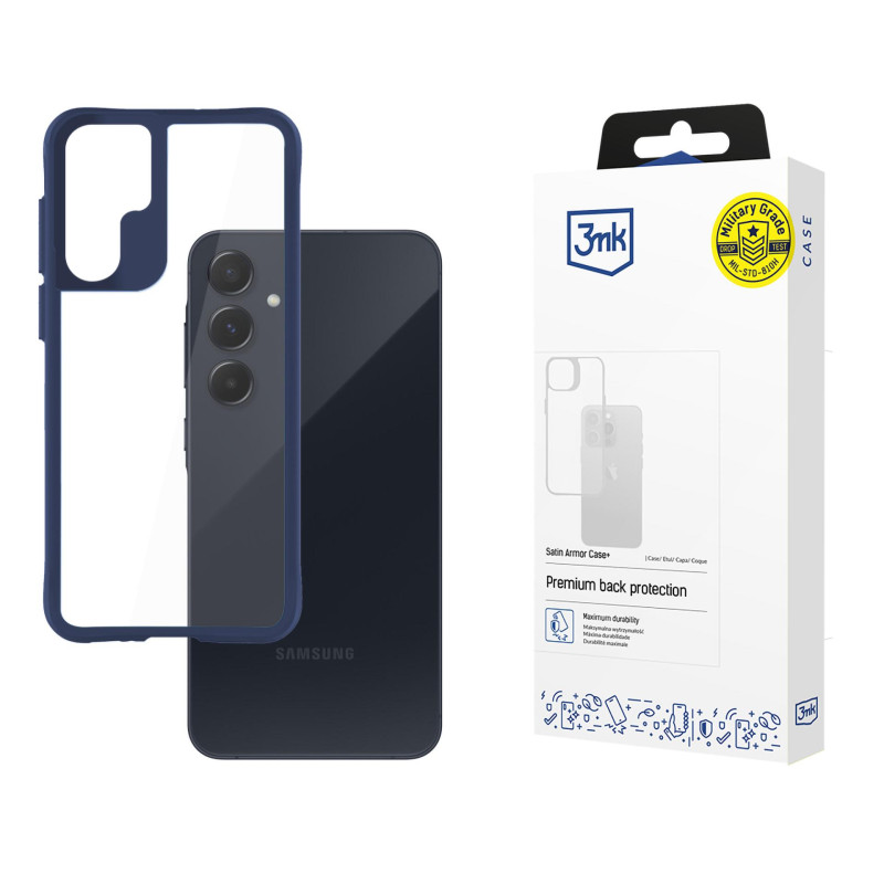 3mk Satin Armor dėklas+ mėlynas, skirtas Samsung Galaxy A55 5G - skaidrus