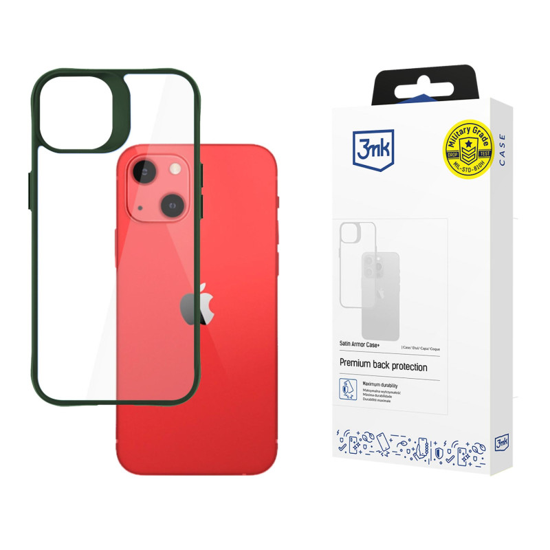 3mk Satin Armor Case+ žalias Apple iPhone 13 dėklas - skaidrus
