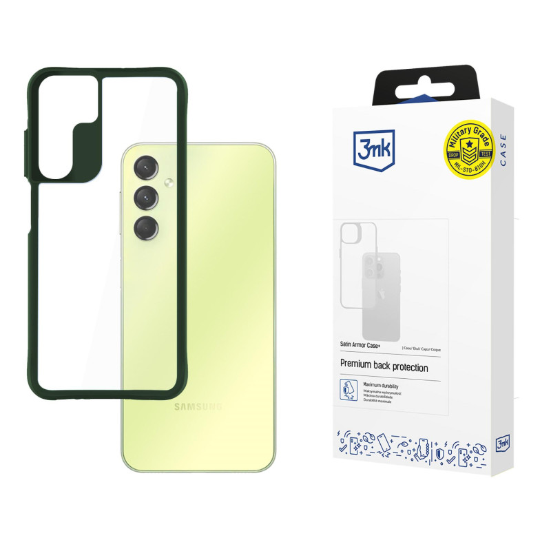 3mk Satin Armor dėklas+ žalias, skirtas Samsung Galaxy A25 5G - skaidrus