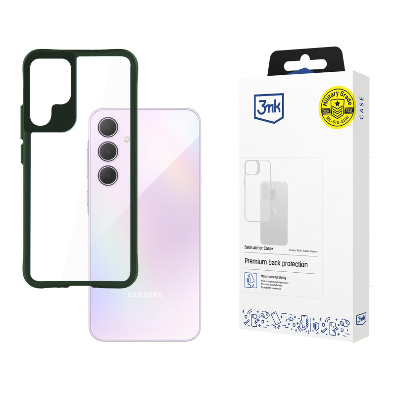 3mk Satin Armor dėklas+ žalias, skirtas Samsung Galaxy A35 5G - skaidrus