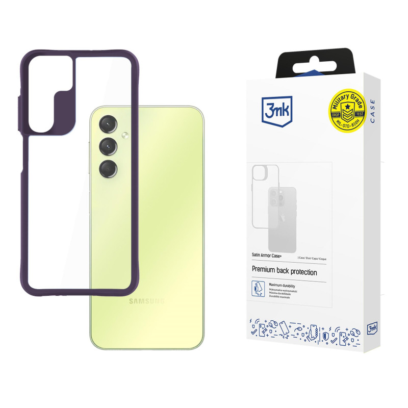 3mk Satin Armor dėklas+ violetinis, skirtas Samsung Galaxy A25 5G - skaidrus