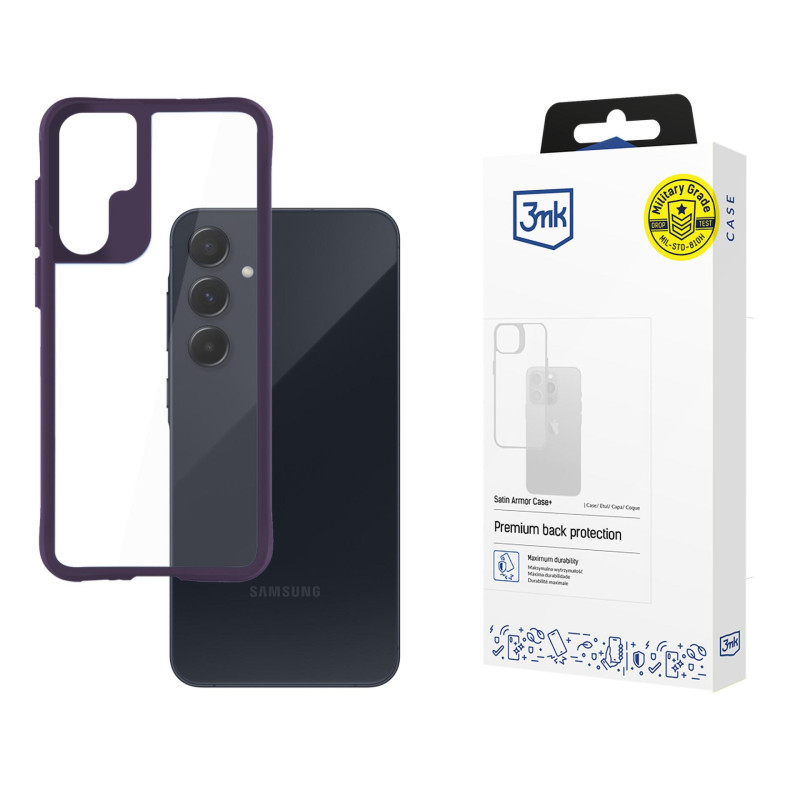 3mk Satin Armor dėklas+ violetinis, skirtas Samsung Galaxy A55 5G - skaidrus