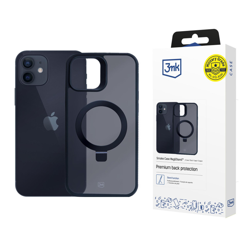 3mk dūminis dėklas su magnetu ir stovu Apple iPhone 12/ 12 Pro - juodas