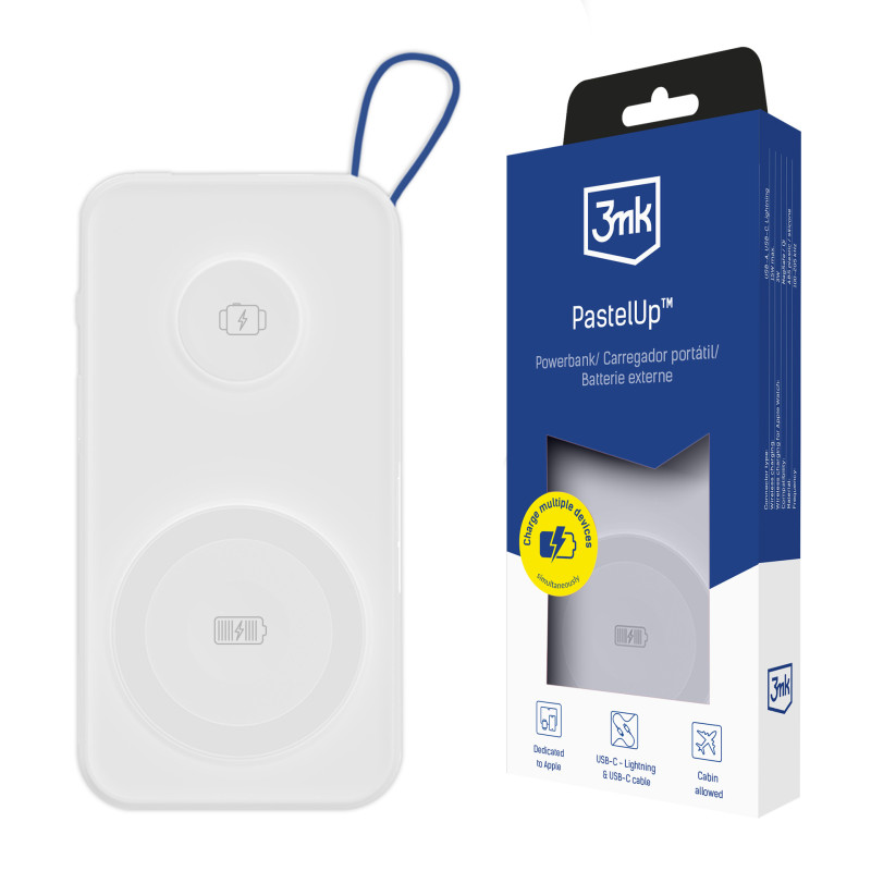 Išorinė baterija 3mk PastelUp 10,000mAh 22.5W USB 1A1C - balta