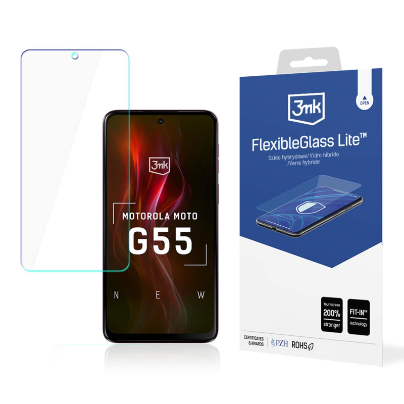 Hibridinis stiklas 3mk FlexibleGlass Lite™, skirtas Motorola Moto G55 5G