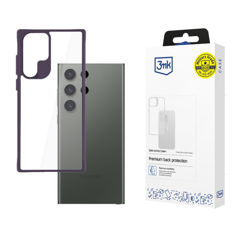 3mk Satin Armor dėklas+ violetinis, skirtas Samsung Galaxy S24 Ultra - skaidrus