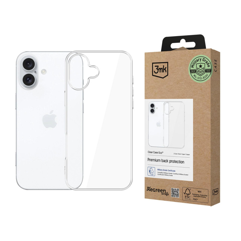 3mk skaidrus „Eco“ dėklas, skirtas „Apple iPhone 16 Plus“ - permatomas