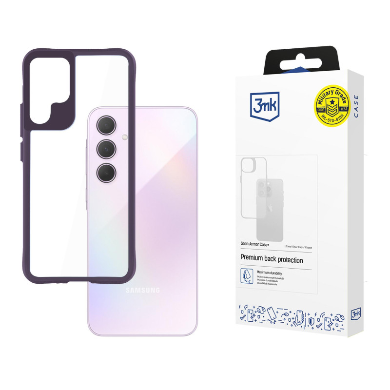3mk Satin Armor dėklas+ violetinis, skirtas Samsung Galaxy A35 5G - skaidrus